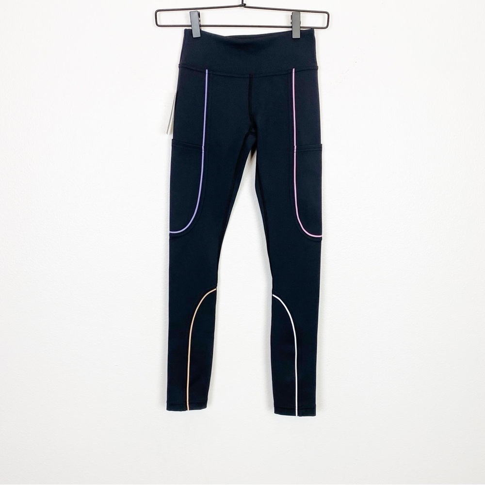 Outdoor Voices Frost Knit 7/8 Leggings in Black Reflective Rainbow - Picture 3 of 6